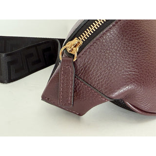 Versace Medusa Head Grainy Calf Leather Belt Bag Burgundy 1002884 IT NWT $1100