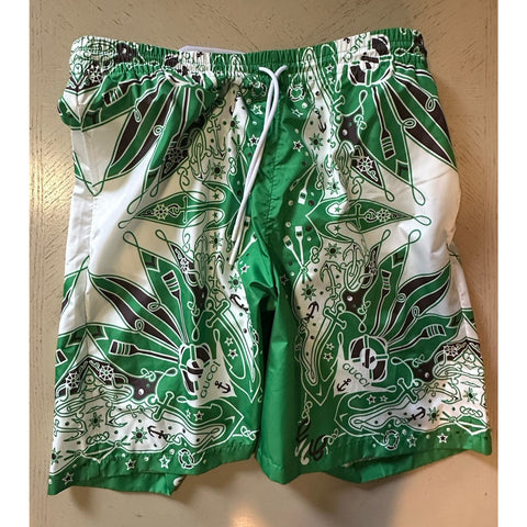NWT $920 Gucci Drawstring Gucci Print Swim Short Green size 52 Eu/36 US