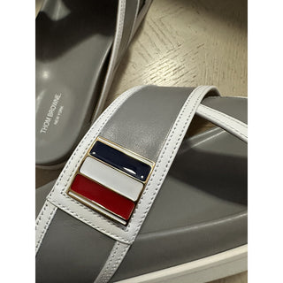 NIB $650 Thom Browne Criss Cross Leather Sandal Gray 9 US/42 Eu Italy