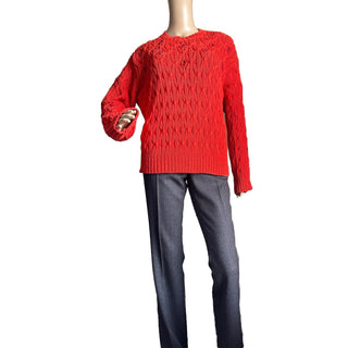 Loro Piana Women Valencia Cabled Cotton Sweater Orange Size M Italy New $3350