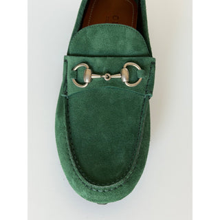 Gucci Mens Suede Horsebit Driver Loafers Shoes Green 8 US (7.5 Gucci) 765859 NIB