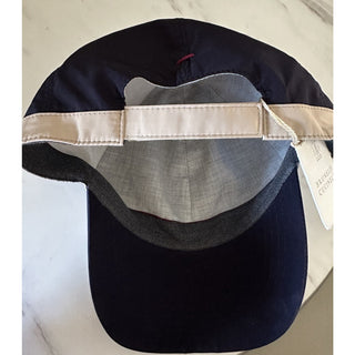 NWT Brunello Cucinelli Men Logo Print Baseball Cap Hat Navy Size L