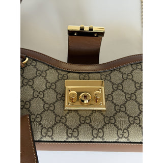 Gucci GG Supreme Leather/Canvas Brown Small Shoulder Bag Italy 811705 NWOT