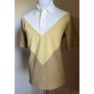 Bottega Veneta Men Cotton Piquet Polo Shirt White/Yellow/Brown Size M New $700