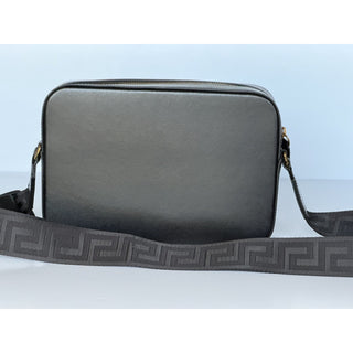 Versace Embossed Greek Key Black Crossbody Leather Camera Bag 1020736 NWT $1400