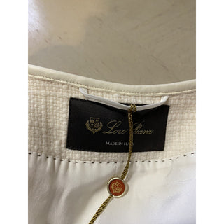 New $5395 Loro Piana Women Cashmere/Leather Long Jacket Coat White 44/10 Italy