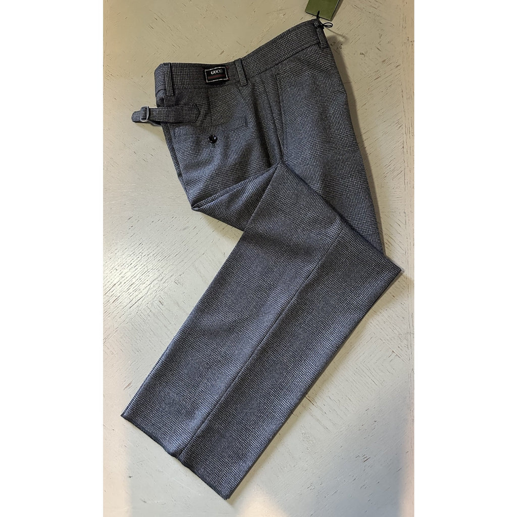 Gucci Men’s Wales Wool Dress Pants Black/Grey/Brown 32 US/48 Eu New $1100