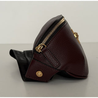 Versace Medusa Head Grainy Calf Leather Belt Bag Burgundy 1002884 IT NWT $1100