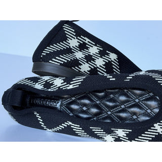 Burberry Baby Check Knit Ballet Flats Black Calico 9 US (39) IT 8096867 NWT $655
