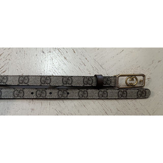 New Gucci Women Leather GG Skinny Belt GG Buckle Beige Size 110/44 751556