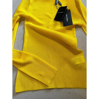 New $895 Dolce&Gabbana Capri Ribbed Long-Sleeve Top BRIGHT YELLOW 42/8
