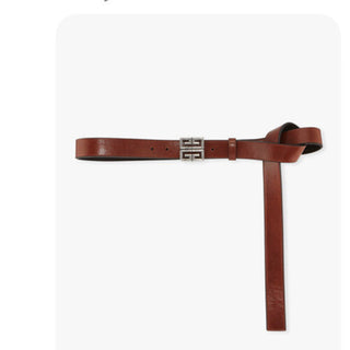 New $550 Givenchy Mens 4-G Engraved Long Genuine Leather Belt Brown 38/95 Italy