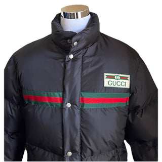 New $2900 Gucci Men’s Light Nylon Puffer Coat Jacket Black 44 US/54 Eu