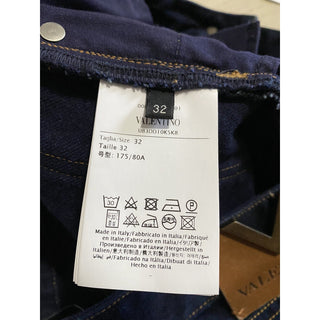 New $1200 Valentino Women's Crop Denim Flare Jeans Pants Blue 32 Italy