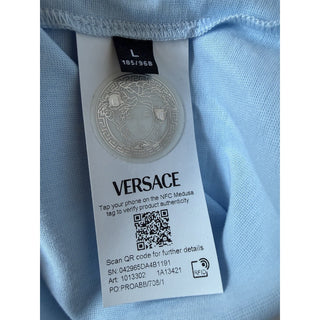 Versace Men’s Logo Compact Cotton Jersey T-Shirt Pastel Blue L 1013302 NWT $750
