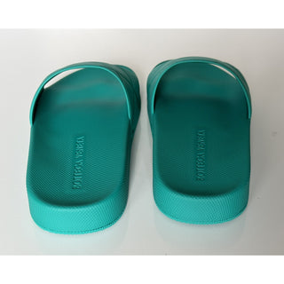 NIB $420 Bottega Veneta Womens Matt Rubber Green Slides Sandals 10 (40) 640051