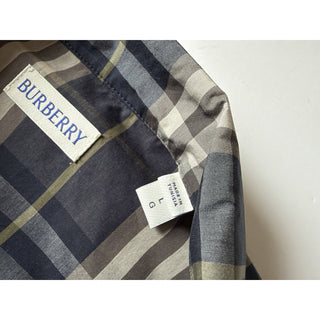 Burberry Elio Check Short Sleeve Shirt Indigo IP Check Men L 8121624 NWT $680