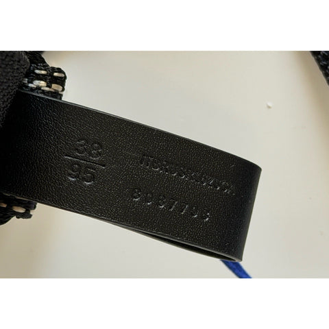 Burberry Silver Metal Buckle Shield Webbing Black Belt 95/38 8087708 IT NWT $490