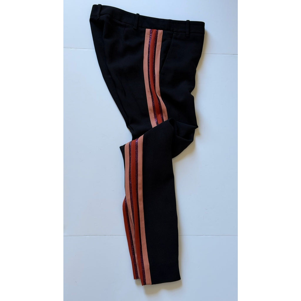 Gucci Women’s Tailored Trousers Black Pink Red Stripe Pants 4 US (40 IT)