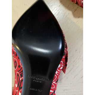 NIB $895 Saint Laurent Women Bandana Dress Shoes Red 7 US ( 37 Eu )