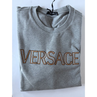 Versace Embroidered Non-brushed Sweater Gray 4XL 1011852 NWT $1000