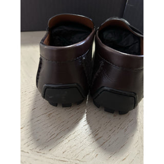 New Ermenegildo Zegna Leather Moccasin Driver Loafers DK Brown 11 US/44 Eu