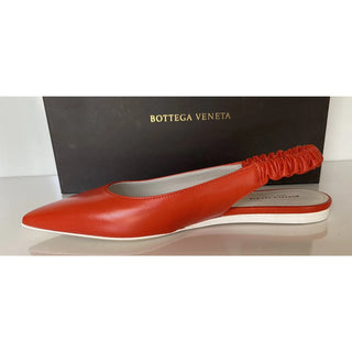 NIB $620 Bottega Veneta Women's Flat Pump Reddish Orange Shoes 9 US 565640 Italy