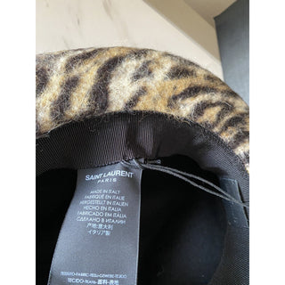 NWT Saint Laurent Womens Fedora Hat Beige/Black Size S Italy