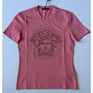 Versace Medusa Rhinestone Pink Cotton Jersey T-Shirt 10 US (46 Euro) 1010069 NWT $750