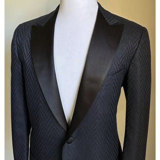 New $10995 Kiton Cashmere & Linen Diner Jacket Blazer Navy/Black 40R US/50R Eu