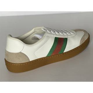 Gucci Women’s Web Leather/Suede Sneakers Natural White 8 US (38 Euro) 858912 NIB