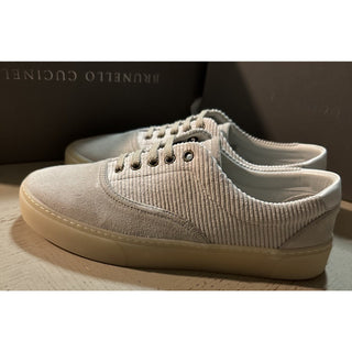 NIB $950 Brunello Cucinelli Men’s Suede Sneakers Shoes Ivory 9 US/42 Eu