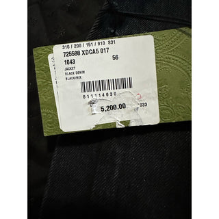 New $5200 Gucci Men Denim Jacket Coat Black 44 US/56 Eu 725588