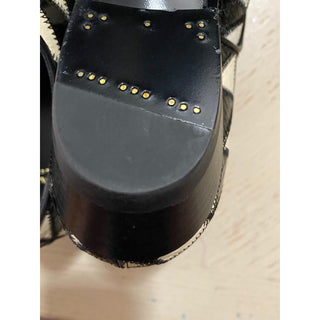 NIB $1795 Saint Laurent Women Python Leather Shoes Black/Ivory 8 US ( 38 Eu )