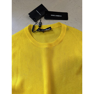New $895 Dolce&Gabbana Capri Ribbed Long-Sleeve Top BRIGHT YELLOW 42/8