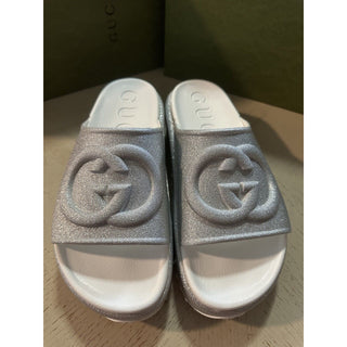 Gucci Women’s Sandal Shoes Silver 5 US ( 35 Eu ) 725541 New