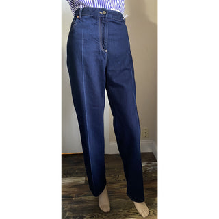 New $1200 Valentino Women's Crop Denim Flare Jeans Pants Blue 32 Italy