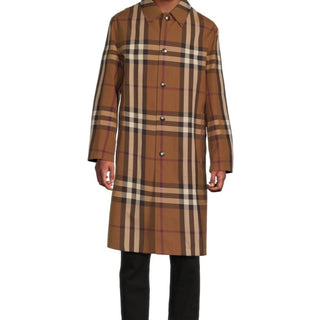 New $3550 Burberry Men Reversible Plaid Cotton Trench Coat DARK BIRCH 40 US/50 E