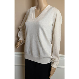 Burberry Violeta 100% Cashmere V-Neck Sweater Vanilla Medium 8099156 NWT $1150