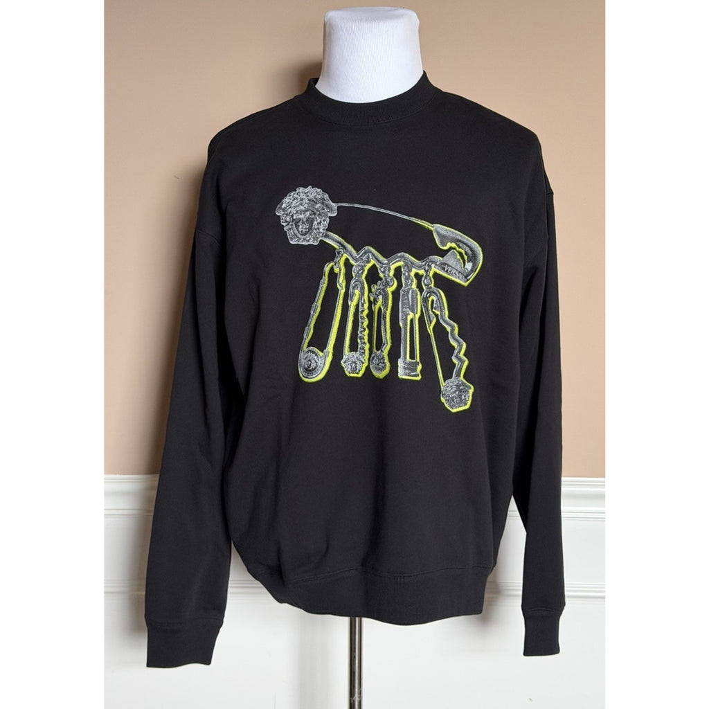 Versace Men’s Logo Non-brushed Sweatshirt Black 5XL 1013969 NWT $1075