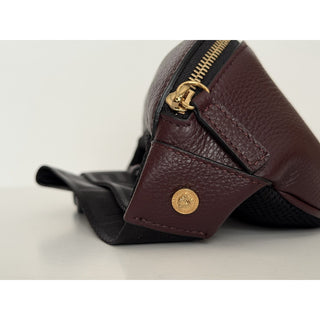 Versace Medusa Head Grainy Calf Leather Belt Bag Burgundy 1002884 IT NWT $1100
