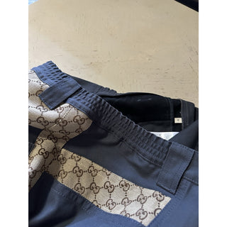 New $1980 Gucci Men Canvas/Cotton GG Print Drawstring Pants DK Gray 34 US/50 Eu