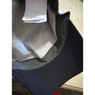 NWT Brunello Cucinelli Men Logo Print Baseball Cap Hat Navy Size L