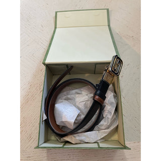 New Gucci Men Leather Reversible belt GG Buckle Black/Brown 115/46 715603