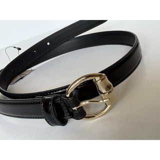 Gucci Metal Bamboo Detail Buckle Women's Black Leather Belt 80/32 IT 828330NWT