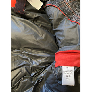 New $3250 Isaia Glen Plaid Puffer Jacket Vest Coat Charcoal 42 US/52 Eu Italy