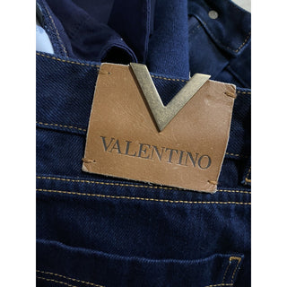 New $1200 Valentino Women's Crop Denim Flare Jeans Pants Blue 32 Italy