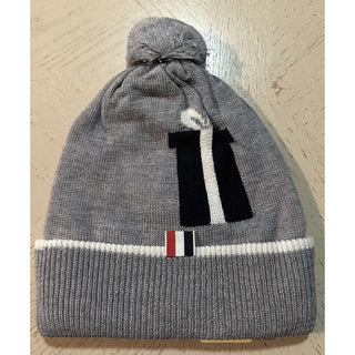 Thom Browne Pom-Pom Merino Wool Beanie Hat LIGHT GREY One Size Italy