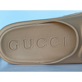 Gucci Interlocking G Platform Slide Sandals Beige Taupe 9 US (39) IT 692845 NIB