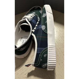 NIB Thom Browne Men Plaid Paisley Canvas Sneakers Blue/Green 11 US/44 EU